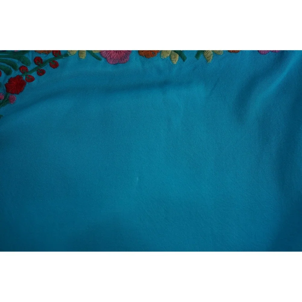 Jodifl Turquoise Floral Embroidered Off Shoulder Mini Dress B1769 Teal Blue L